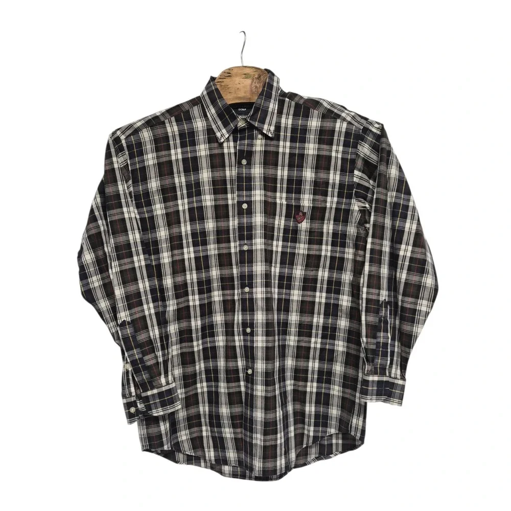 Ralph Lauren‎ Golf Tilden Mens Plaid Button Front Long Sleeve Oxford Shirt Large